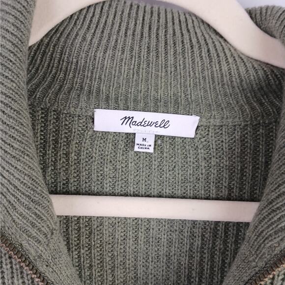 Madewell SZ M Glenbrook Half-Zip Pullover Sweater In Palm - Picture 4 of 5